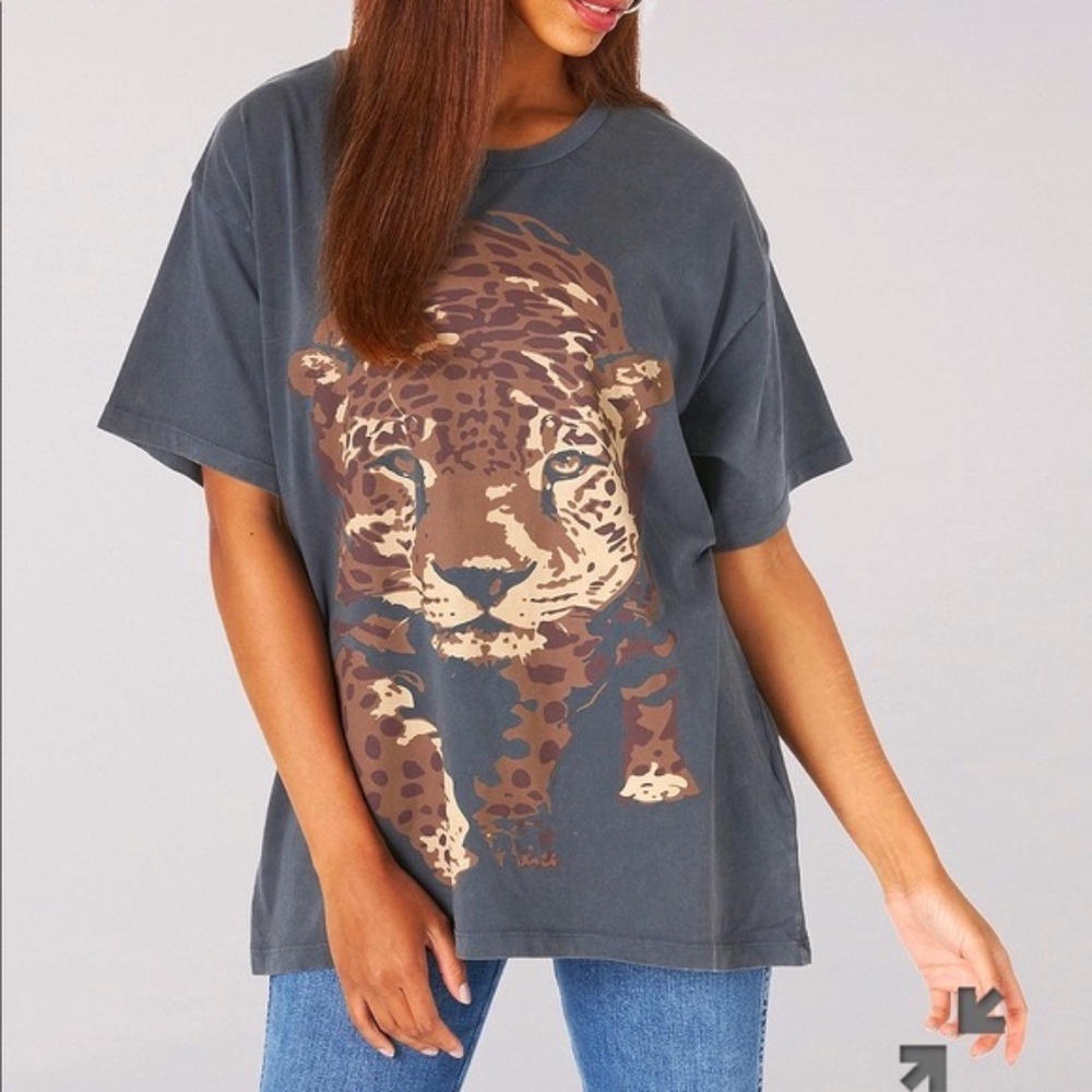 Free People Leopard Oversized Tee